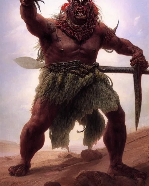 Image similar to an orc warrior by thomas cole and wayne barlowe