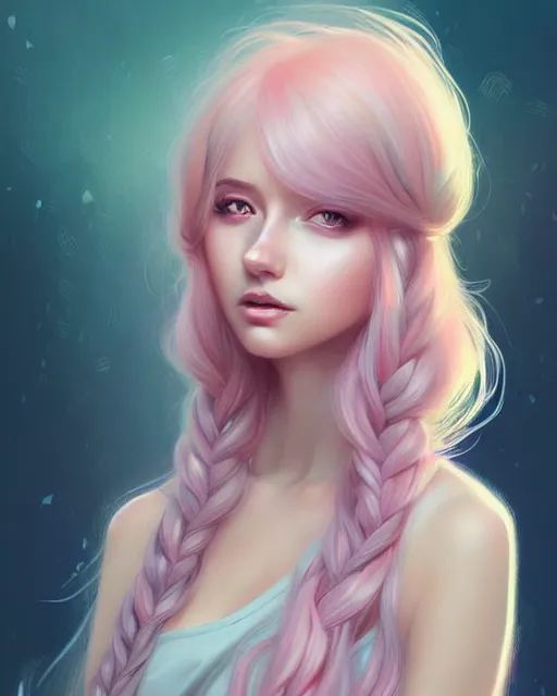 Image similar to soft pretty female long pastel color hair, wearing gorgeous clothing, digital character illustration, artstation trending female illustration, intricate, sharp focus, hyper detailed, digital painting, matte, character art by prywinko art, pyromallis rene maritte, masterpiece