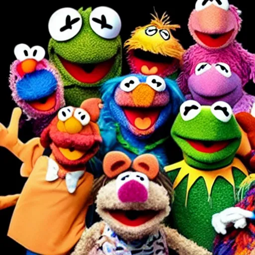 Prompt: a muppet in a coma, surrounded by family and friends