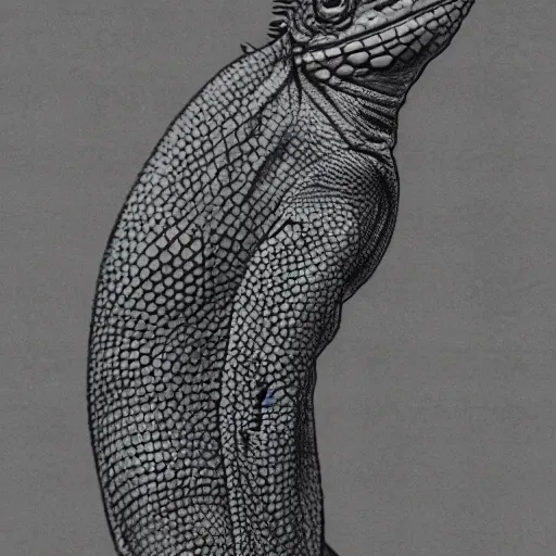 Prompt: a lizard - person, scales, photorealistic
