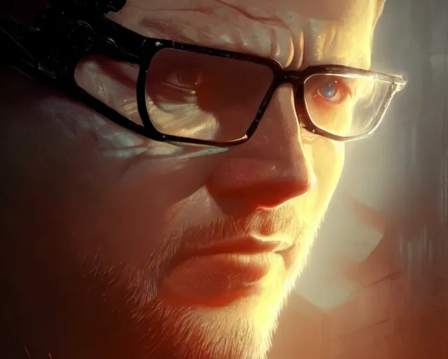 Image similar to highly detailed portrait of albert wesker, in the last of us, stephen bliss, unreal engine, fantasy art by greg rutkowski, loish, rhads, ferdinand knab, makoto shinkai and lois van baarle, ilya kuvshinov, rossdraws, tom bagshaw, global illumination, radiant light, detailed and intricate environment