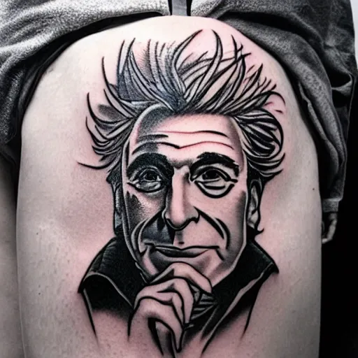 Image similar to tattoo design, stencil, portrait of rick sanchez by artgerm