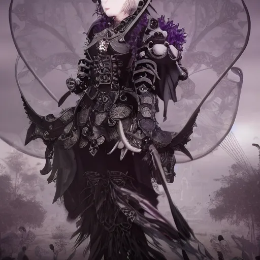 Prompt: actionism, soft painting fractal curiosities carnival, a beautiful nekopara in full gothic armor, symmetry accurate features, focus, very intricate ultrafine details, black white purple volumetric clouds, award winning masterpiece, octane render 8 k hd, tom bagshaw artstyle