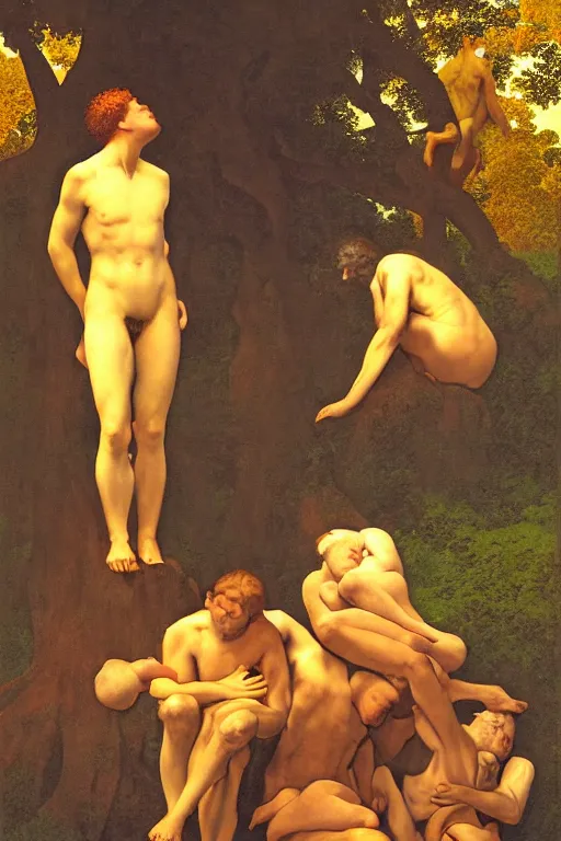 Image similar to lost souls in purgatory crying to be freed, digital painting by maxfield parrish and caravaggio, photorealistic