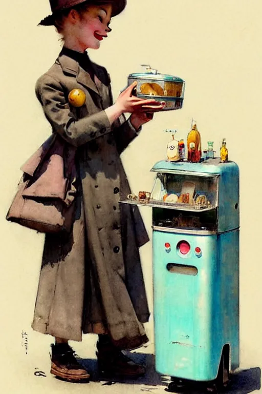 Image similar to ( ( ( ( ( 1 9 5 0 s retro future android robot mobile icecream vendor. muted colors., ) ) ) ) ) by jean - baptiste monge,!!!!!!!!!!!!!!!!!!!!!!!!!