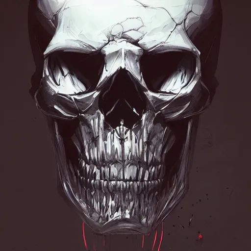 Prompt: a skull face monster minimalist, cyberpunk, behance hd by jesper ejsing, by rhads, makoto shinkai and lois van baarle, ilya kuvshinov, rossdraws global illumination ray tracing hdr radiating a glowing aura, fine texture, editorial illustration, dramatic lighting, dynamic composition, detailed, matte print, dynamic perspective, muted color