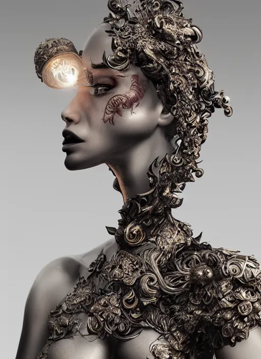 Image similar to sculpture made of flame, portrait, female, future, torch, fire, harper's bazaar, vogue, fashion magazine, intricate, concept art, close up, ornate, luxury, elite, elegant, trending on artstation, by ruan jia, by Kenneth Willardt, by ross tran, by WLOP, by Andrei Riabovitchev,