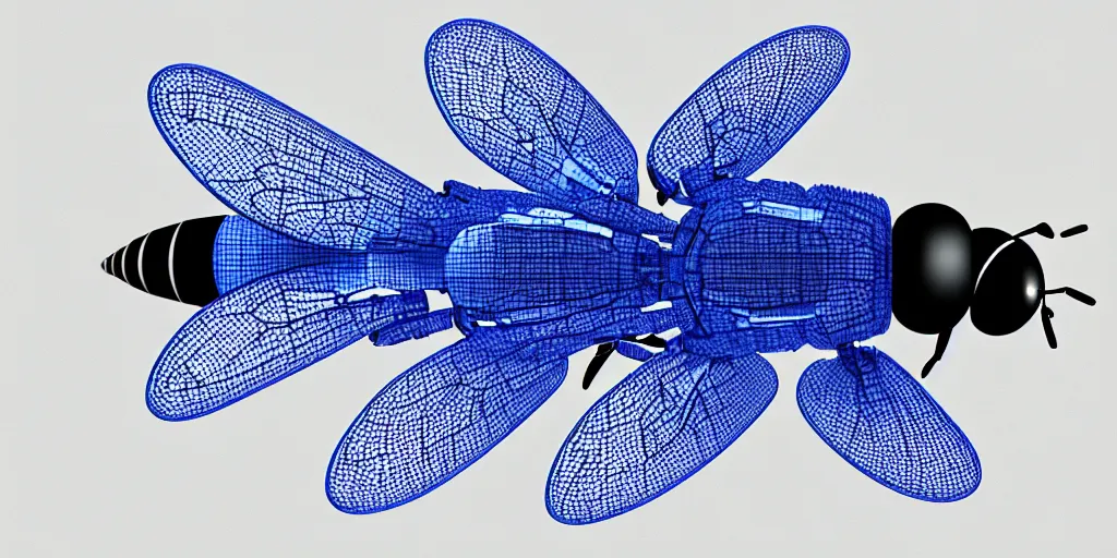 Image similar to blueprint for a nanobot bee, intricate details, nano bee technology, highly detailed, 8 k resolution,