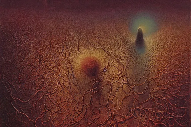 Image similar to Beksinski painting of cosmic horrors