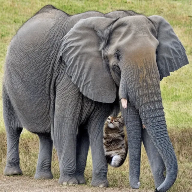 Prompt: a photo of a cat - elephant hybrid