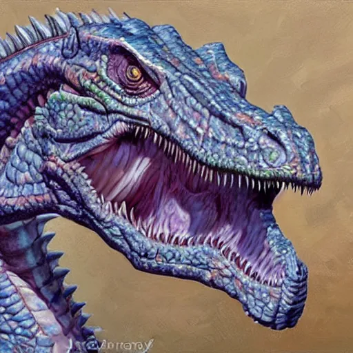 Image similar to a wonton rapper raptor, food dinosaur, dinosaur made of food, painting by james gurney