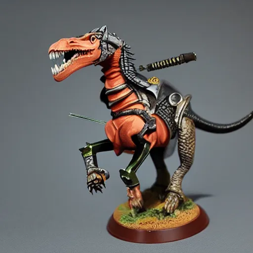 Prompt: Warhammer, D&D, high detail, miniature of medieval knight riding an allosaurus, heavy cavalry, Asgard rising, MyMiniFactory, 28mm scale