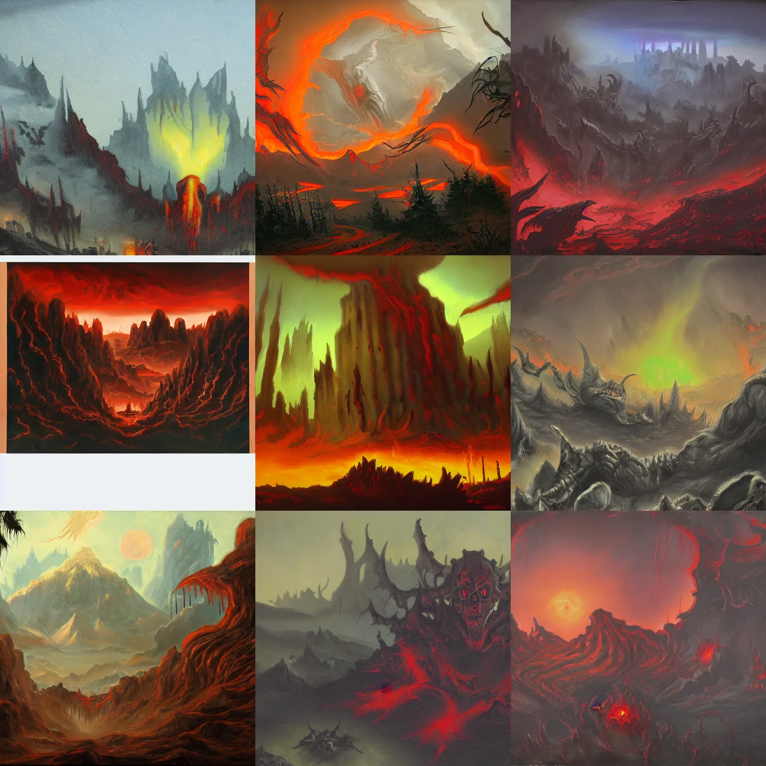 Prompt: Hell from doom, landscape painting