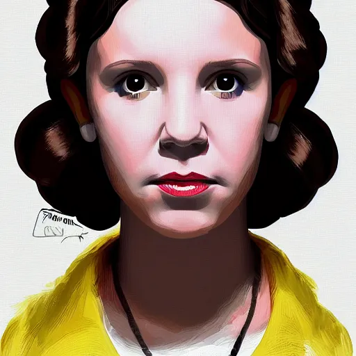 Image similar to portrait of millie bobby brown or carrie fisher by greg ruthkowski