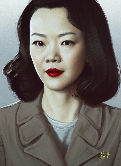 Image similar to twin peaks movie poster art, portrait of zhang ziyi, from scene from twin peaks, clean, simple illustration, nostalgic, domestic, highly detailed, digital painting, artstation, concept art, smooth, sharp focus, illustration, artgerm, donato giancola, joseph christian leyendecker, wlop