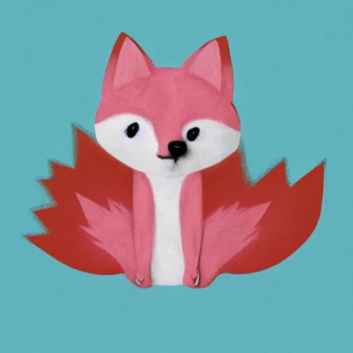 Image similar to a photorealistic pink fox sitting on a cloud