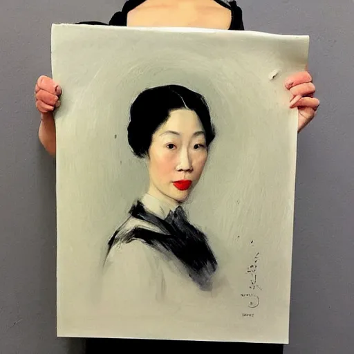 Image similar to “Asian woman in the style of madame x by John singer Sargent”