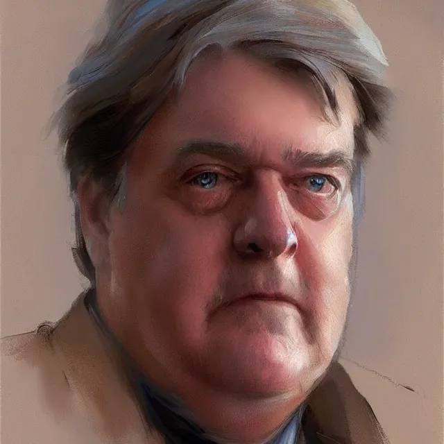 Prompt: steve bannon, portrait, elegant, intricate, digital painting, artstation, concept art, smooth, sharp focus, illustration, art by konstantin korovin and daniel f. gerhartz and john howe