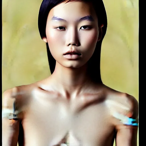 Image similar to photo portrait of beautiful 2 0 - year - old asian woman by'inez and vinoodh ','models. com ', elegant, luxury, masterpiece