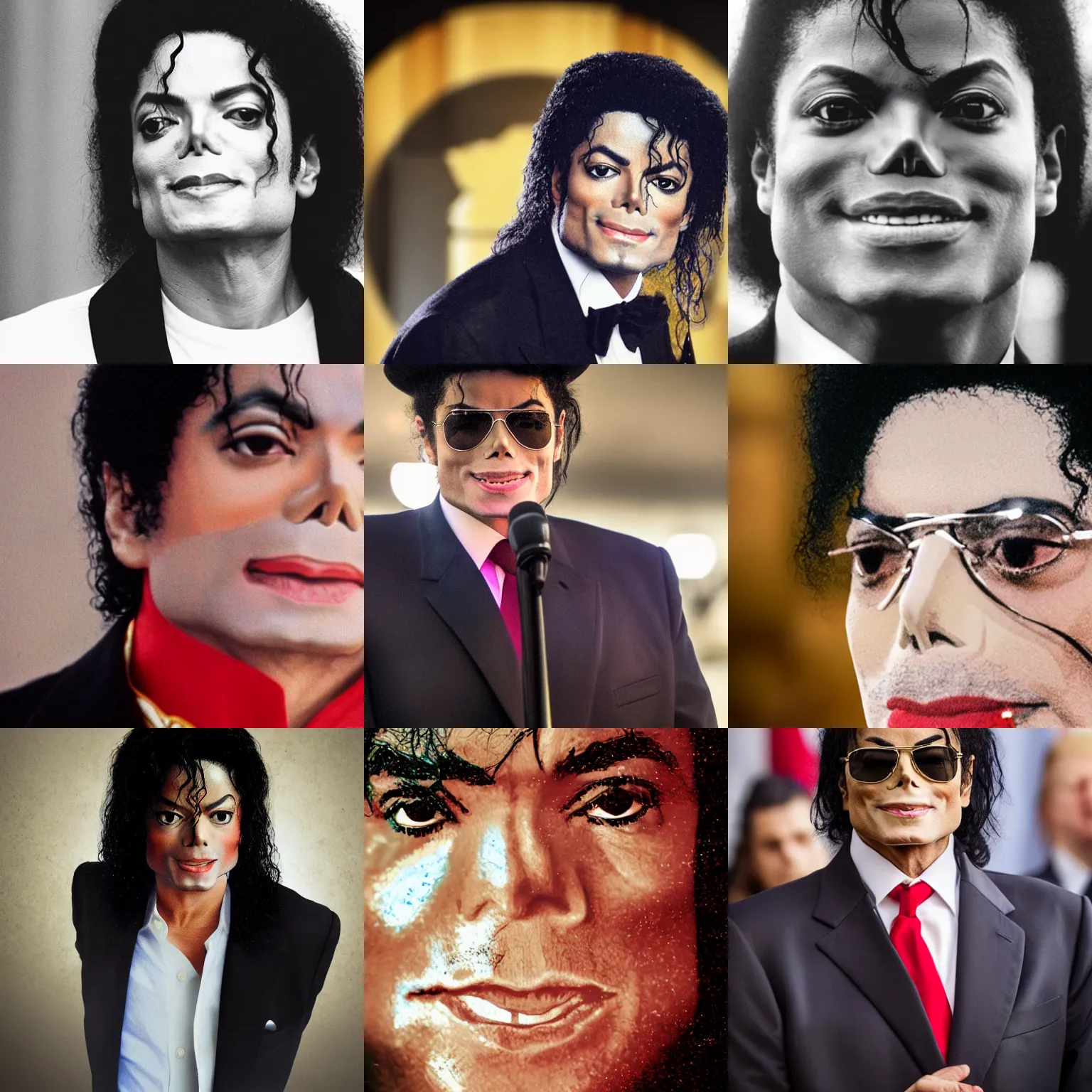 Prompt: Michael Jackson as Donald Trump, portrait photograph, depth of field, bokeh