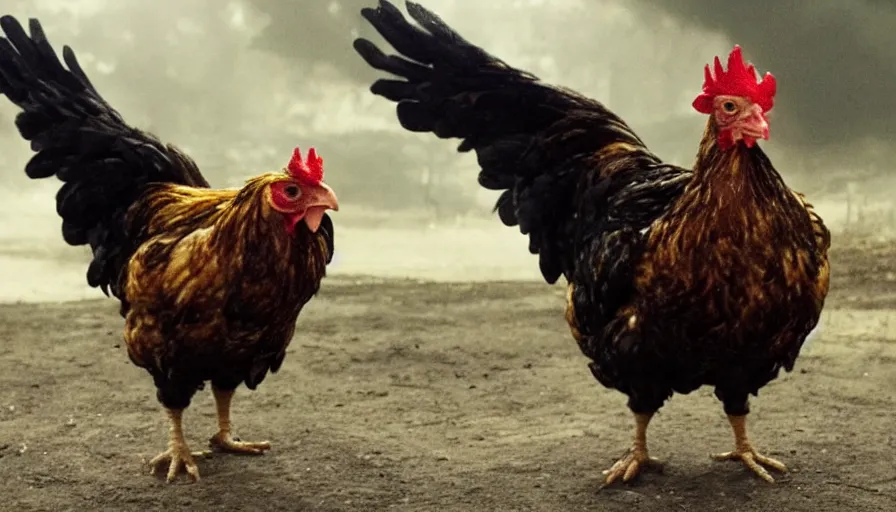 Image similar to big budget movie about the world's most evil chicken.