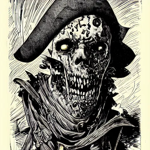 Prompt: zombie pirate by ed fairburn, joseph clement coll, franklin booth