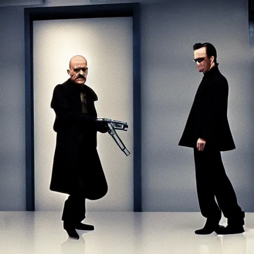 Prompt: matrix movie walter white incident