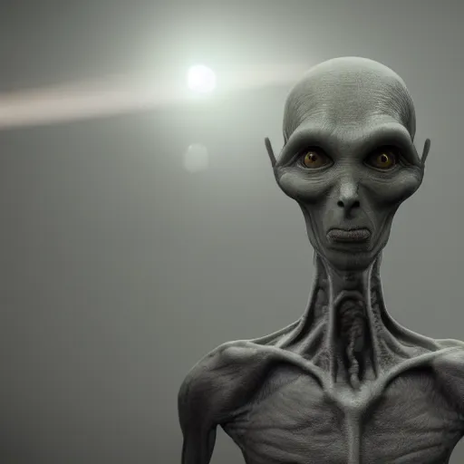 Prompt: A photo of a grey alien, documentary, realistic, cinematic, extremely high detail, 8k, cinematic, octane render, unreal engine