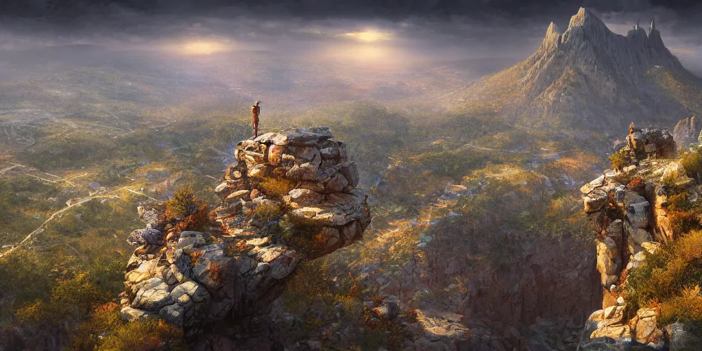 Image similar to but not only that : let freedom ring from stone mountain of georgia. let freedom ring from lookout mountain of tennessee. ultrafine highly detailed hyper colorful illustration, sharp focus, rozalski, craig mullins, unreal engine highly rendered, global illumination, radiant light, intricate and detailed environment