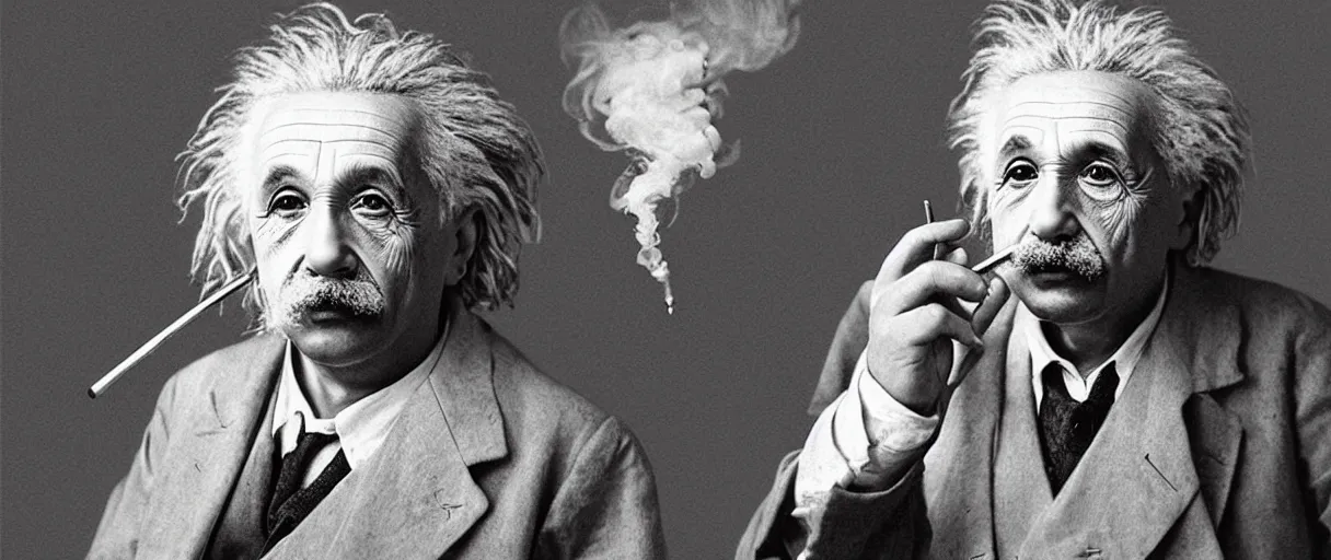 Image similar to “ a extremely detailed stunning portraits of einstein smoking pipe by allen william on artstation ”