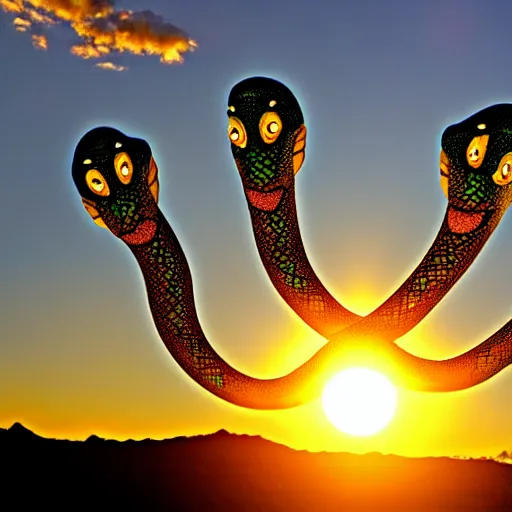 Image similar to Jeweled serpents in the sunset