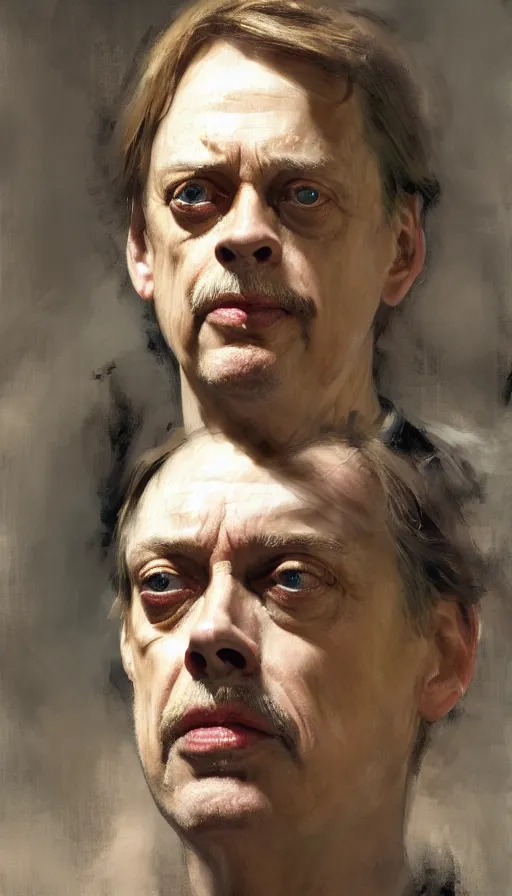 Image similar to an close up oil drawing of roman god emperor steve buscemi, renaissance painting, art by anders zorn, wonderful masterpiece by greg rutkowski, expressive brush strokes, beautiful cinematic light, american romanticism by greg manchess, jessica rossier fantasy art, concept art, official art, hd mod