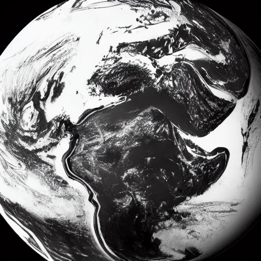 Image similar to a portrait of globe earth in drawing black and white, cgsociety