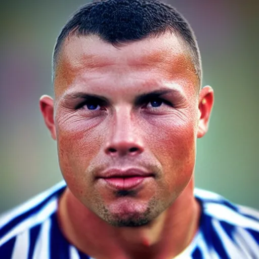 Image similar to real ronaldo by steve mccurry, head and shoulders, faint smile