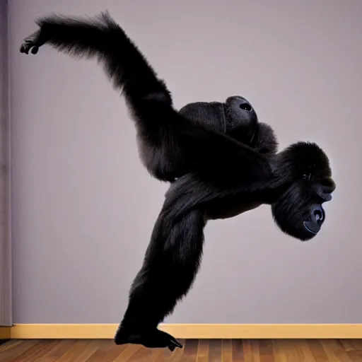 Image similar to nimble gorilla dancing in the ballroom