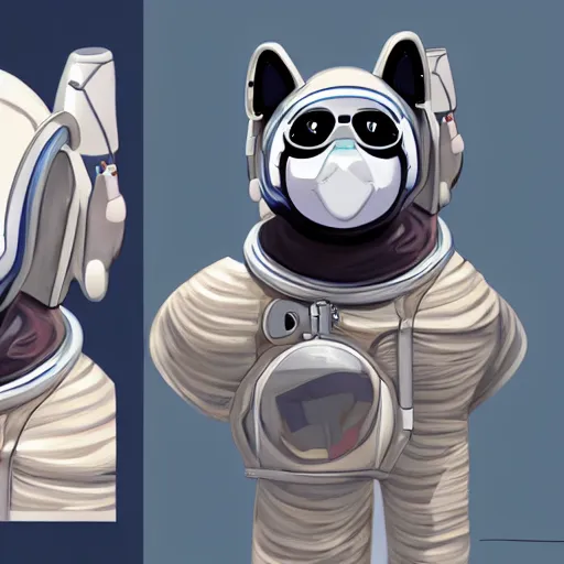 Image similar to painting of an anthropomorphic racconn astronaut with ref half - furaffinity, digital painting, detailed, furry art, furry fandom, furaffinity