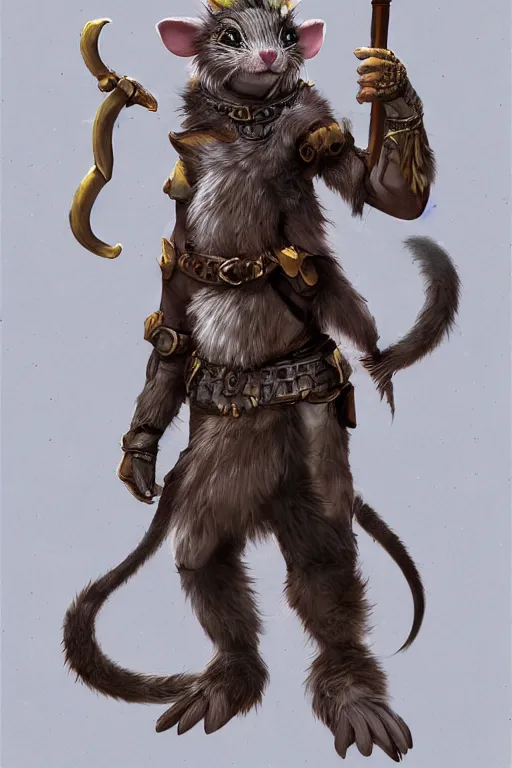 Image similar to a full body shot of an anthro furry rat wearing a fantasy armor, fantasy, artstation, furry art, furaffinity, deviantart, symmetrical, highly detailed, award winning, trending