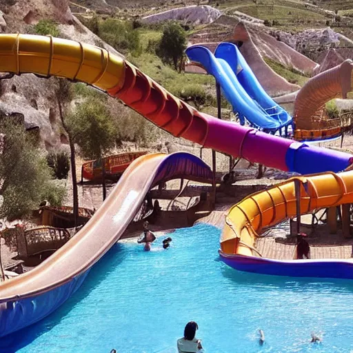 Prompt: cappadocia waterpark with water slides