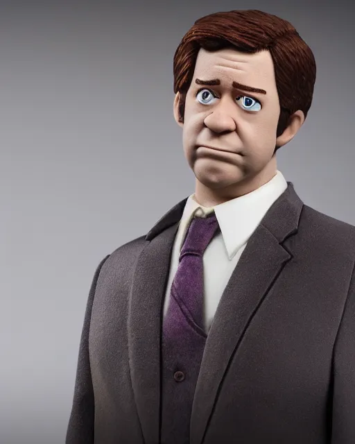 Image similar to jim halpert as a muppet. highly detailed felt. hyper real photo. 4 k.