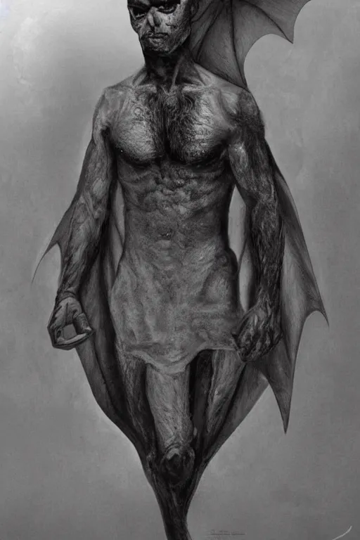 Prompt: a photo of a half man half bat hybrid