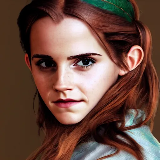 Prompt: Emma Watson modeling as Malon from Zelda, (EOS 5DS R, ISO100, f/8, 1/125, 84mm, postprocessed, crisp face, facial features)