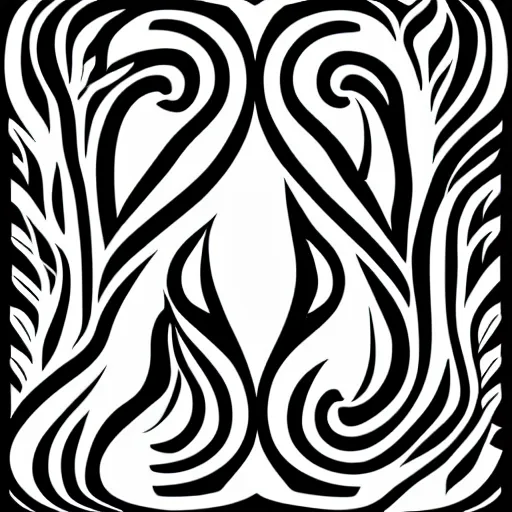 Image similar to vector logo of fire, black and white, smooth curves, negative space is mandatory