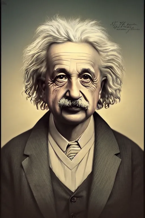 Image similar to intricate color portrait of albert einstein in the style of tom bagshaw, soft smooth skin, 8 k octane beautifully detailed render