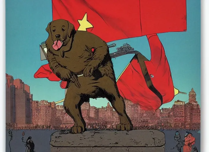 Image similar to communist propaganda poster dog by moebius