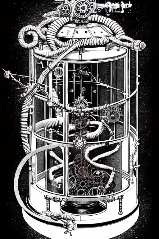 Image similar to steampunk cryo chamber containing an caterpillar, high details, intricately detailed, by vincent di fate, inking, 3 color screen print, masterpiece, trending on artstation,, sharp, details, hyper - detailed, hd, 4 k, 8 k