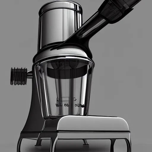 Prompt: a masticating juicer designed by H.R. Giger, product design, whitespace rendering