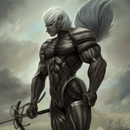 Image similar to a musclebound anthropomorphized horse with a magnificently muscular physique wearing a tight kevlar battle outfit while protecting a facility, long white hair, equine, anthro art, furaffinity, highly detailed, digital painting, artstation, sharp focus, concept art, illustration, art by artgerm, greg rutkowski, wlop