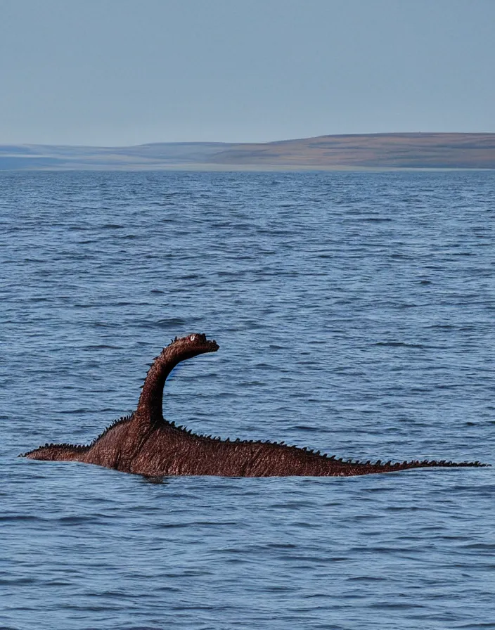 Image similar to an alleged photo of loch ness monster taken from very far away and zoomed in blurry hard to tell colorized