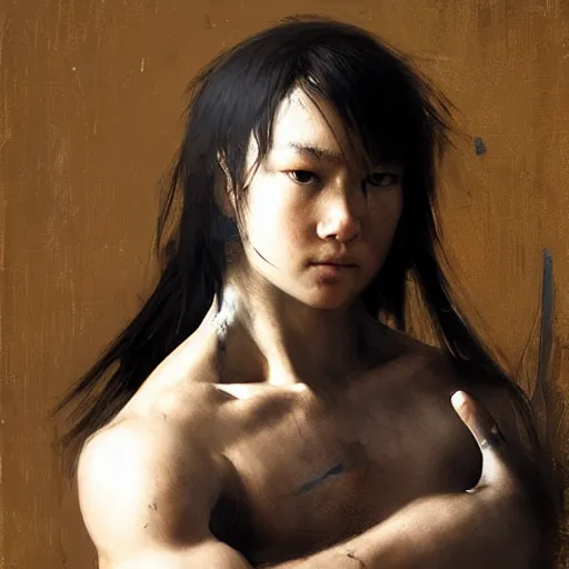 Image similar to the young warrior by ruan jia, portrait