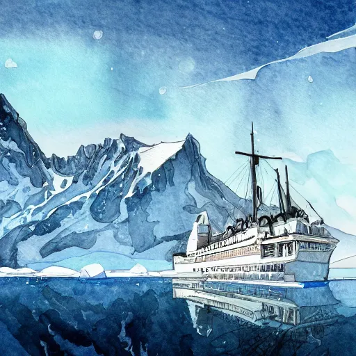 Image similar to splendorous and venerable Antarctica dynamic lighting, cinematic, establishing shot, extremely high detail, photo realistic, cinematic lighting, watercolor, intricate line drawings, 8k resolution